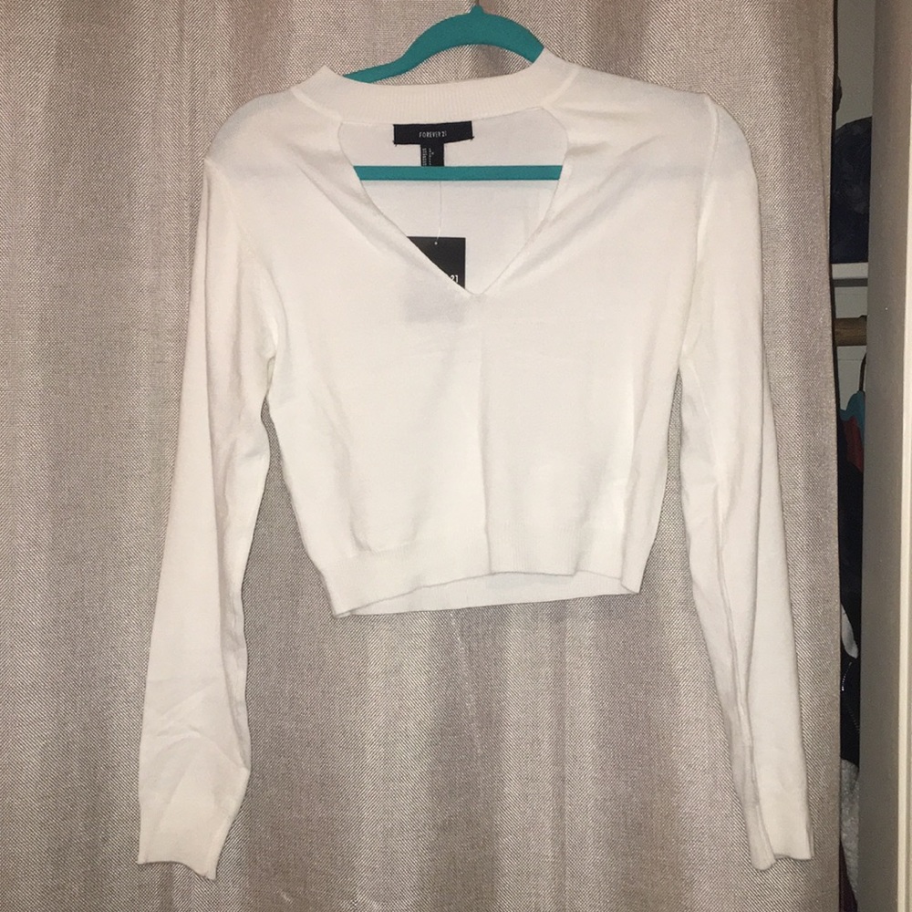 White cropped sweater